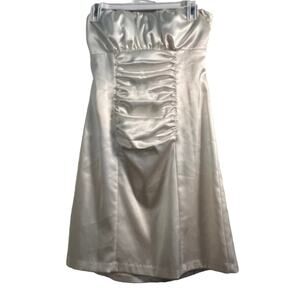Fredericks of Hollywood satin slip dress strapless with Bow detail back Vtg 8
